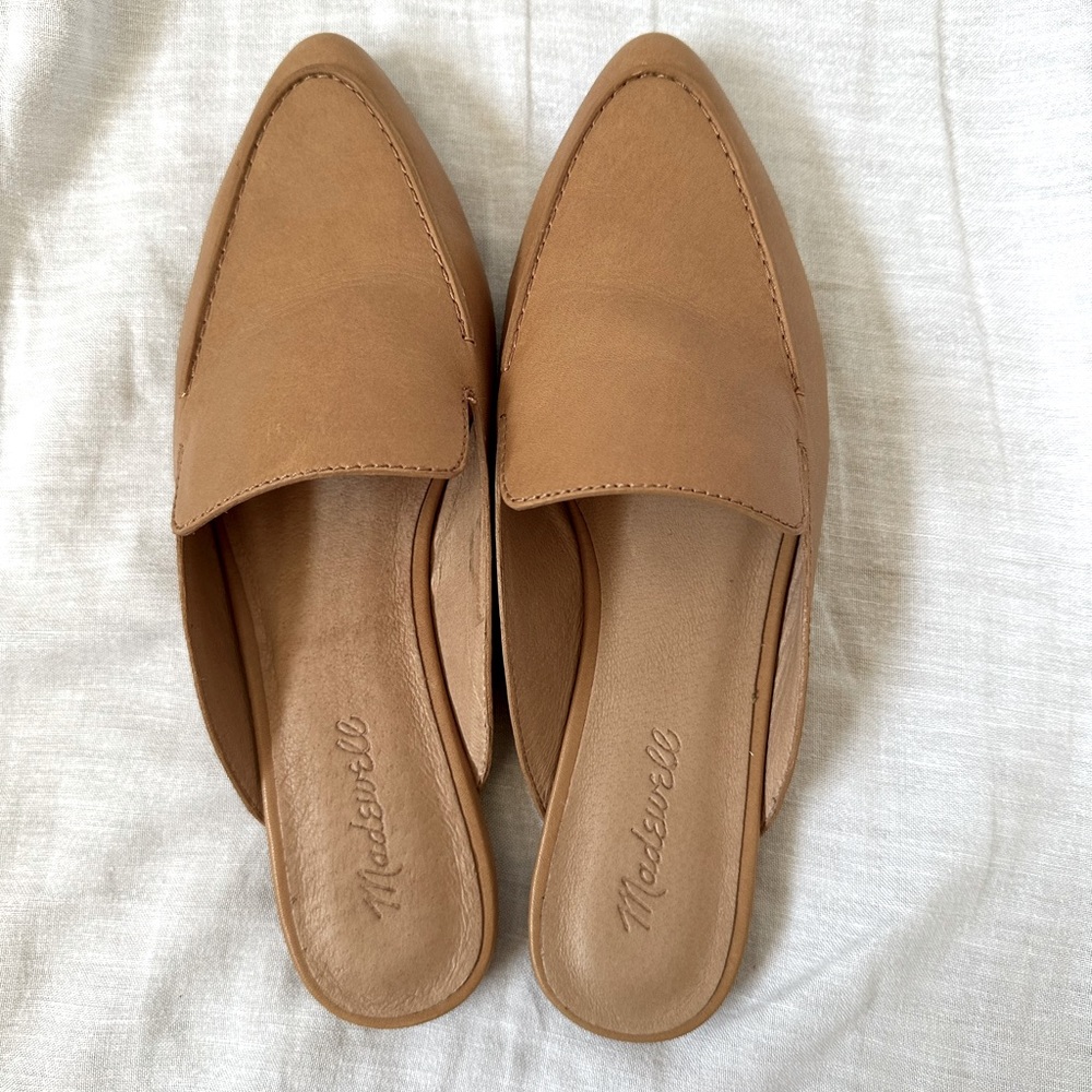 SOLD Madewell The Francés Skimmer Mule in Leather Amber Brown